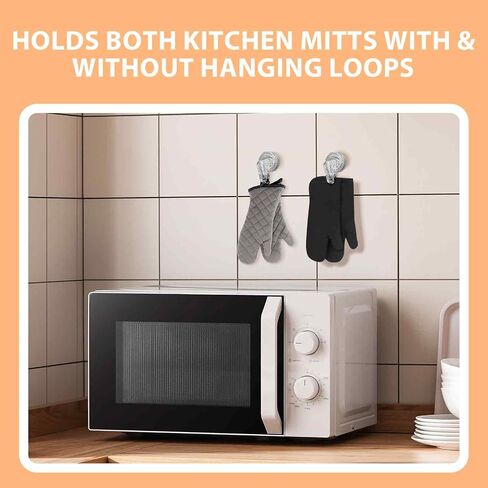NHO Ovent Mitt Hanger - Twist Lock Suction Clips for Kitchen Stove Gloves - Hooks for Door - Towels Holder for Bathroom - Hanging Stuff for Cabinet Fridge Refrigerator - Black in Saudi Arabia