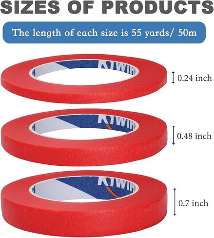 3 Pack White Painters Tape 0.25", 0.5", 0.7" x 55 Yard - Easy Removal Narrow Finishing Masking Tape Painting Tape Pinstripe Tape for Home, Office, School, DIY Art, Crafts in Saudi Arabia