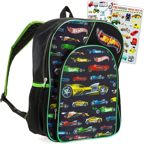 Hot Wheels Backpack for Boys - Bundle with 16" Hot Wheels Backpack Plus Cars and Trucks Stickers (Hot Wheels School Supplies) in Saudi Arabia