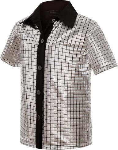 Kids Disco Costume Sequins Shirts for Boys 60s 70s Cosplay Halloween Party Dress Up in Saudi Arabia