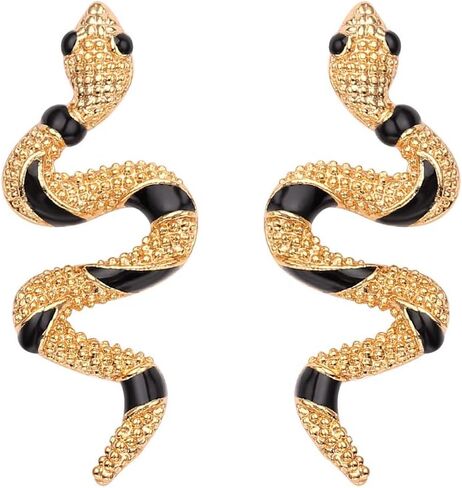 KaFu Vintage Vivid Gold/Silver Snake Earrings Stud 18K Gold Plated Cartilage Animal Serpent Statement Dangle Earring For Women Girls in Saudi Arabia