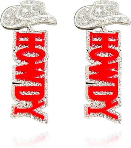 Disco Glitter HOWDY Acrylic Western Cowboy Drop Dangle Earrings for Women Girls Rodeo Party Jewelry in Saudi Arabia