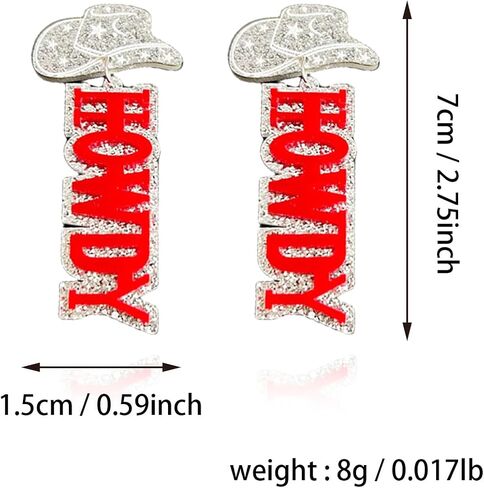Disco Glitter HOWDY Acrylic Western Cowboy Drop Dangle Earrings for Women Girls Rodeo Party Jewelry in Saudi Arabia