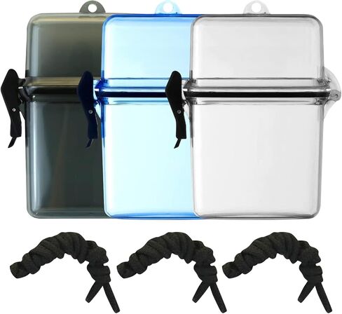 3 Pack Waterproof ID Card Badge Holder Case, Clear Waterproof Sports Card Holder with Lanyard for ID Badges and Keys Cards Coin, Durable Locker Dry Box(Clear, Blue, Gray) in Saudi Arabia