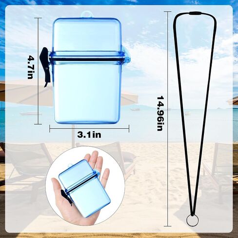 3 Pack Waterproof ID Card Badge Holder Case, Clear Waterproof Sports Card Holder with Lanyard for ID Badges and Keys Cards Coin, Durable Locker Dry Box(Clear, Blue, Gray) in Saudi Arabia