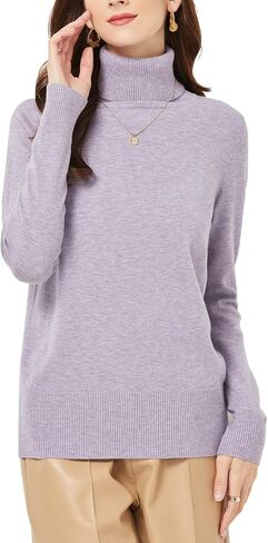 Women's Long Sleeve Turtleneck Sweaters Fall Ribbed Slim Fit Knit Shirt Basic Pullover Sweater Tops in Saudi Arabia