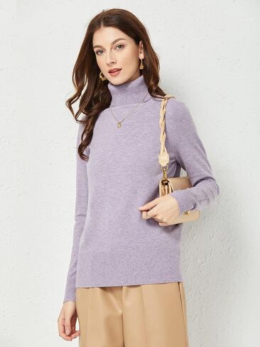 Women's Long Sleeve Turtleneck Sweaters Fall Ribbed Slim Fit Knit Shirt Basic Pullover Sweater Tops in Saudi Arabia