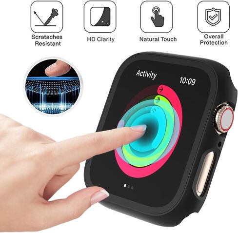 حافظة مكونة من 4 قطع متوافقة مع Apple Watch Series 8 وSeries 7 مقاس 45 ملم مع واقي شاشة من الزجاج المقوى، غطاء واقٍ صلب رفيع للغاية مقاوم للخدش لساعة iWatch in Kuwait