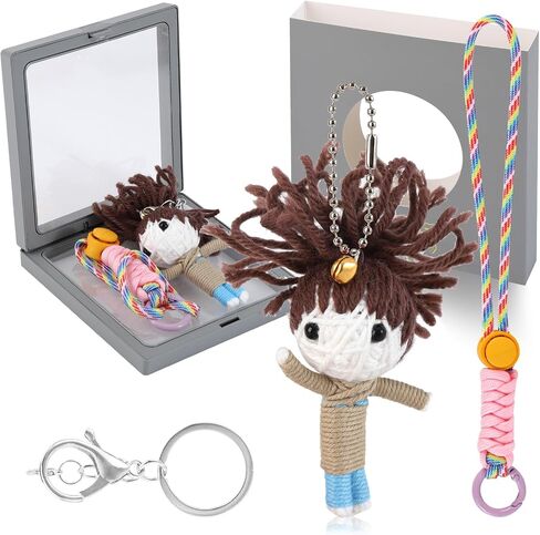 Handcrafted Woolen Doll Keychain - Handmade Charm for Backpack, Luggage, Car Mirrors and Keys-Brown Haired Girl Doll in Saudi Arabia