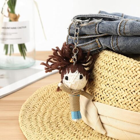 Handcrafted Woolen Doll Keychain - Handmade Charm for Backpack, Luggage, Car Mirrors and Keys-Brown Haired Girl Doll in Saudi Arabia