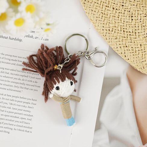 Handcrafted Woolen Doll Keychain - Handmade Charm for Backpack, Luggage, Car Mirrors and Keys-Brown Haired Girl Doll in Saudi Arabia