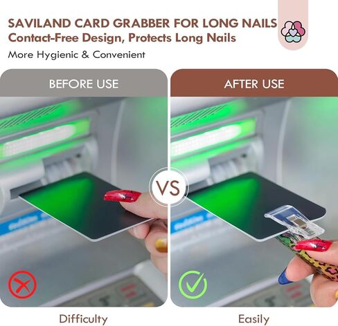 SAVILAND 3 قطع بطاقة المنتزع للأظافر الطويلة: بطاقة الائتمان بولير أكريليك بطاقة الخصم البنكية المنتزع سلسلة المفاتيح بطاقة كليب تماس بطاقة الائتمان بولير مع كرة بوم بوم للنساء مشبك بطاقة الصراف الآلي in Kuwait