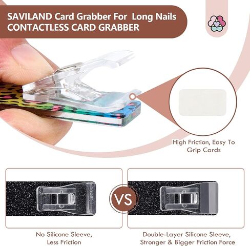 SAVILAND 3 قطع بطاقة المنتزع للأظافر الطويلة: بطاقة الائتمان بولير أكريليك بطاقة الخصم البنكية المنتزع سلسلة المفاتيح بطاقة كليب تماس بطاقة الائتمان بولير مع كرة بوم بوم للنساء مشبك بطاقة الصراف الآلي in Kuwait