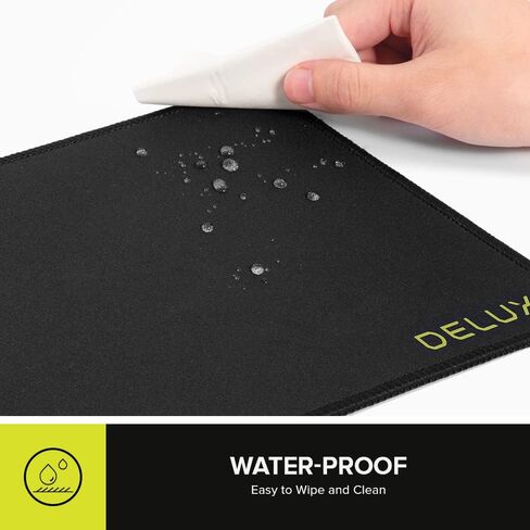 لوحة ماوس DeLUX مضادة للانزلاق - مقاومة للماء ومضادة للاهتراء وسطح لامع - مثالية للمكتب والكمبيوتر المحمول والألعاب - MP56 أسود in Kuwait