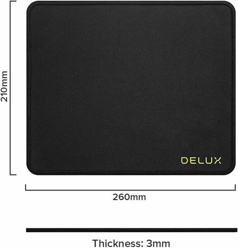 لوحة ماوس DeLUX مضادة للانزلاق - مقاومة للماء ومضادة للاهتراء وسطح لامع - مثالية للمكتب والكمبيوتر المحمول والألعاب - MP56 أسود in Kuwait