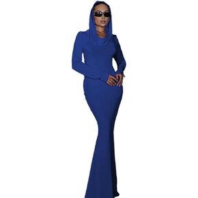 Women's Sexy Long Sleeve Hooded Bodycon Party Club Cocktail Maxi Dress