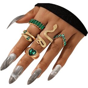 CSIYANJRY99 Snake Knuckle Rings Set for Women Teen Girls,Gold Snake Rings Spider Mushroom Poker Yin Yang Rings Cool Finger Rings Boho Vintage Stacking Rings Egyptian Jewelry