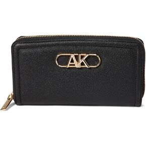 Anne Klein Bevel Logo Curved Zip Around Wallet Black One Size
