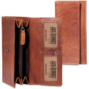 Jack Georges Women's Voyager Clutch Wallet in Buffalo Leather #7726 (Honey)