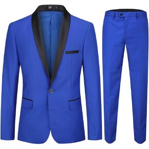 Boyland Men's 2 Pieces Suit Solid Color Shawl Lapel One Button Suit Jacket Same Color Trousers Business Suit