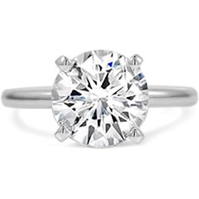 4 Carat Round Brilliant Simulated Diamond CZ Solitaire Engagement Rings for Women, Classic CZ Wedding Ring, White Gold Finish, Size 5-10