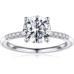 HABIKIP 1.5CT Moissanite Engagement Rings for Women - D Color VVS1 Clarity S925 Sterling Silver Jewelry Brilliant Round Cut Solitaire Lab Created Diamond Ring Christmas Gift