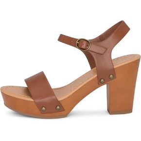Jtelle - Stage - Womens Wedge Heel Sandals Platform Ankle Buckle Studded Open Toe Faux Wood Sandals
