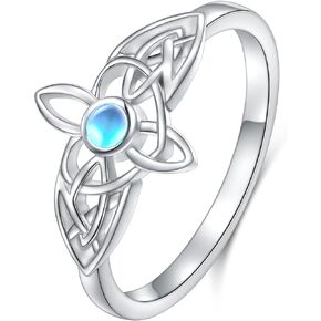 HOOHWE S925 Sterling Silver Rings for Women, Snake/Rose Flower/Leaf /I am enough/Elephant/Crescent Moon and Star/Natural Moonstone/Gothic Black Skull/Couple Inspirational Band Rings Adjustable Size Ring Birthday Christmas Gifts for Women Girlfriend Wife