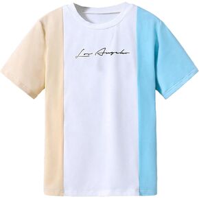 Floerns Boy's Slogan Print Round Neck Casual Short Sleeve Tee Shirt
