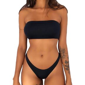 بدلة سباحة نسائية مبطنة بدون حمالات من SherryDC، بدلة سباحة برازيلية ذات قصة عالية in Kuwait