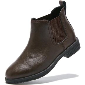 TRULAND Women's Leather Chelsea Boots - Classic Slip On Low Heel Fall Ankle Booties