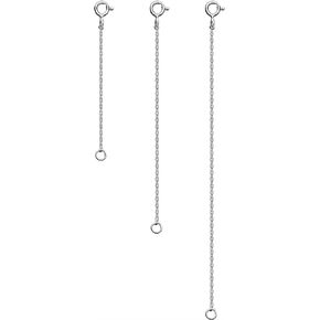 LeCalla Sterling Silver Necklace Extender Chain Lightweight 3 Pcs 925 Sterling Silver Necklace Extender Extension BOX and Cable Chain For Your Necklace, Bracelet, Anklet Jewelry Lengths 2", 3", 4"