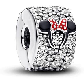 H.ZHENYUE S925 Sterling Silver Charm Pendant Dangle Beads Mouse Bow Clip for Bracelet Necklace for Women Girls Gifts
