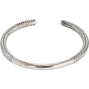 Men's Solid Sterling Silver Bangle Bracelet - Adjustable Size Silver Bracelet for Men