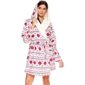 bebe Womens Mid-Length Plush Pajama Lounge Robe Bathrobe