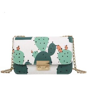 Women Cute Cactus Printing Crossbody Bags for Women Chain Shoulder Bag Handbag Purse