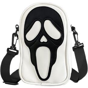 Halloween Pumpkin Crossbody Bag, Pu Leather Novelty Ghost Purse Cute Spooky Season Gothic Shoulder Bag for Women