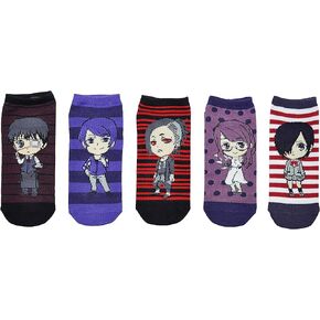 Tokyo Ghoul Socks Cosplay (5 Pair) - (Women) Tokyo Ghoul Gifts Characters Low Cut Socks - Fits Shoe Size: 4-10 (Ladies)