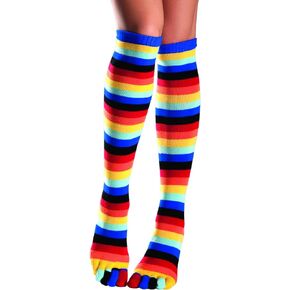 ENVY BODY SHOP Women's Soft Stretchy Rainbow Knee High Socks with Individual Rainbow Toes