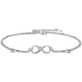POPLYKE 925 Sterling Silver Infinity/Cow/Wing/Cross/Heart Bracelet for Mom and Daughter Jewelry Birthday Gifts