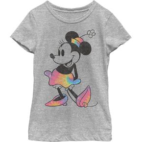 Disney Characters Tie Dye Minnie Girl's Heather Crew Tee