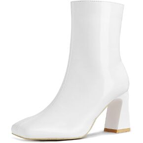 Women's Go Go Boots Fashion Square Toe Mid Calf Boots Fashion Chunky High Heel Booties Sexy Patent Leather PU in Kuwait