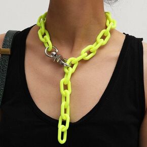 Vcagirest Boho سلسلة ربط أكريليك طويلة من الراتنج سلسلة ربط مكتنزة للنساء قلادة سلسلة خفيفة الوزن للنساء والفتيات in Kuwait