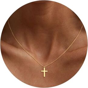 MBW Cross Necklace for Women, 14k Gold Plated/Sterling Silver Chain Diamond Necklace Dainty Cross Pendant Choker Necklaces Thin Simple Cute Long CZ Necklaces Minimalist Jewelry Gift for Women Trendy