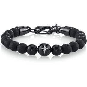 أساور سبارتان للرجال 8 ملم مطرزة بخرز هيرماتين متعدد الأوجه | يناسب معصم من 7 إلى 8 بوصات | إكسسوارات أزياء رجالية سوار in Kuwait