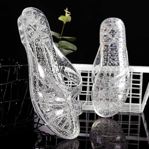 Yehopere Women's Jelly Sandals Flat Bling Crystal Summer Beach Rain Shoes Sandal in Saudi Arabia