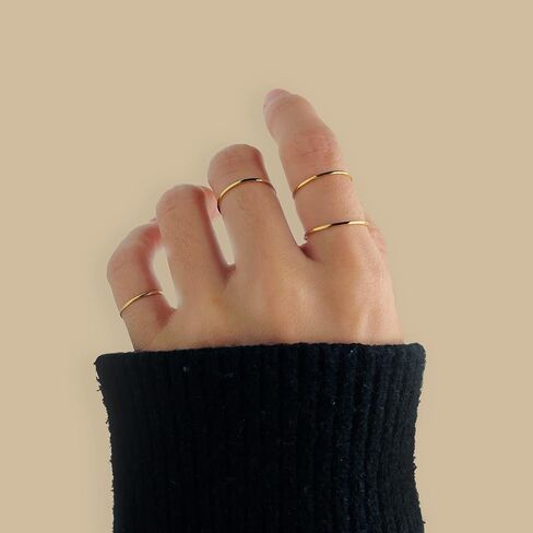 خاتم عادي مطلي بالذهب للنساء والرجال، خاتم زفاف كلاسيكي مكتنز من التيتانيوم وقابل للتكديس، مقاس من 4 إلى 8 in Kuwait