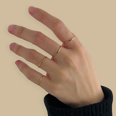 خاتم عادي مطلي بالذهب للنساء والرجال، خاتم زفاف كلاسيكي مكتنز من التيتانيوم وقابل للتكديس، مقاس من 4 إلى 8 in Kuwait