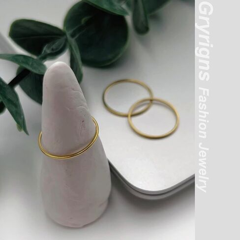 خاتم عادي مطلي بالذهب للنساء والرجال، خاتم زفاف كلاسيكي مكتنز من التيتانيوم وقابل للتكديس، مقاس من 4 إلى 8 in Kuwait