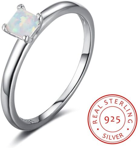 خاتم أوبال 925 من الفضة الإسترليني جوهرة الميلاد الصغيرة الأميرة قطع أوبال سوليتير وعد خاتم الخطوبة للنساء التراص خاتم الزفاف مقاس 6 7 8 in Kuwait